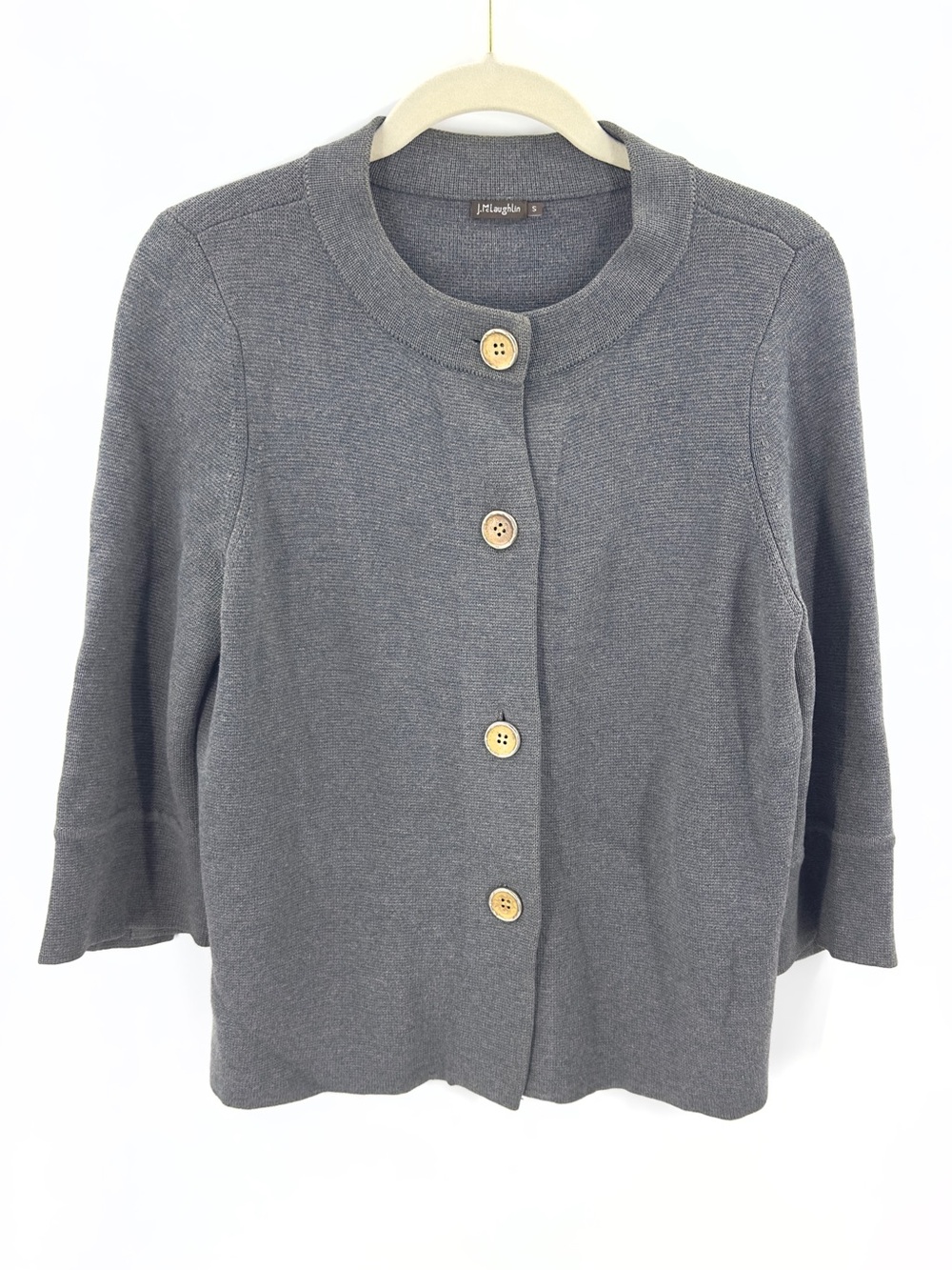 J McLaughlin Prima Button Front Knit Cardigan Sweater In Grey Size Small